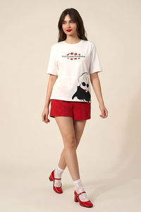Zivame Devil Wears Prada Knit Cotton Loungewear Short Set - Flame Scarlet — thumbnail 3